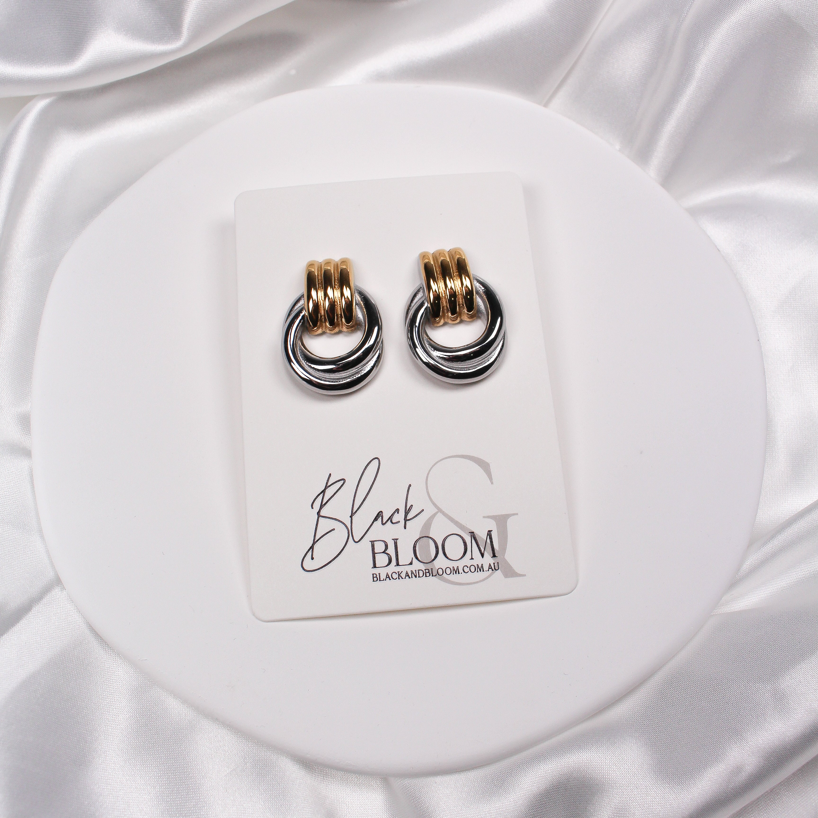 ALLIAGE EARRINGS - TWO-TONE - Black & Bloom