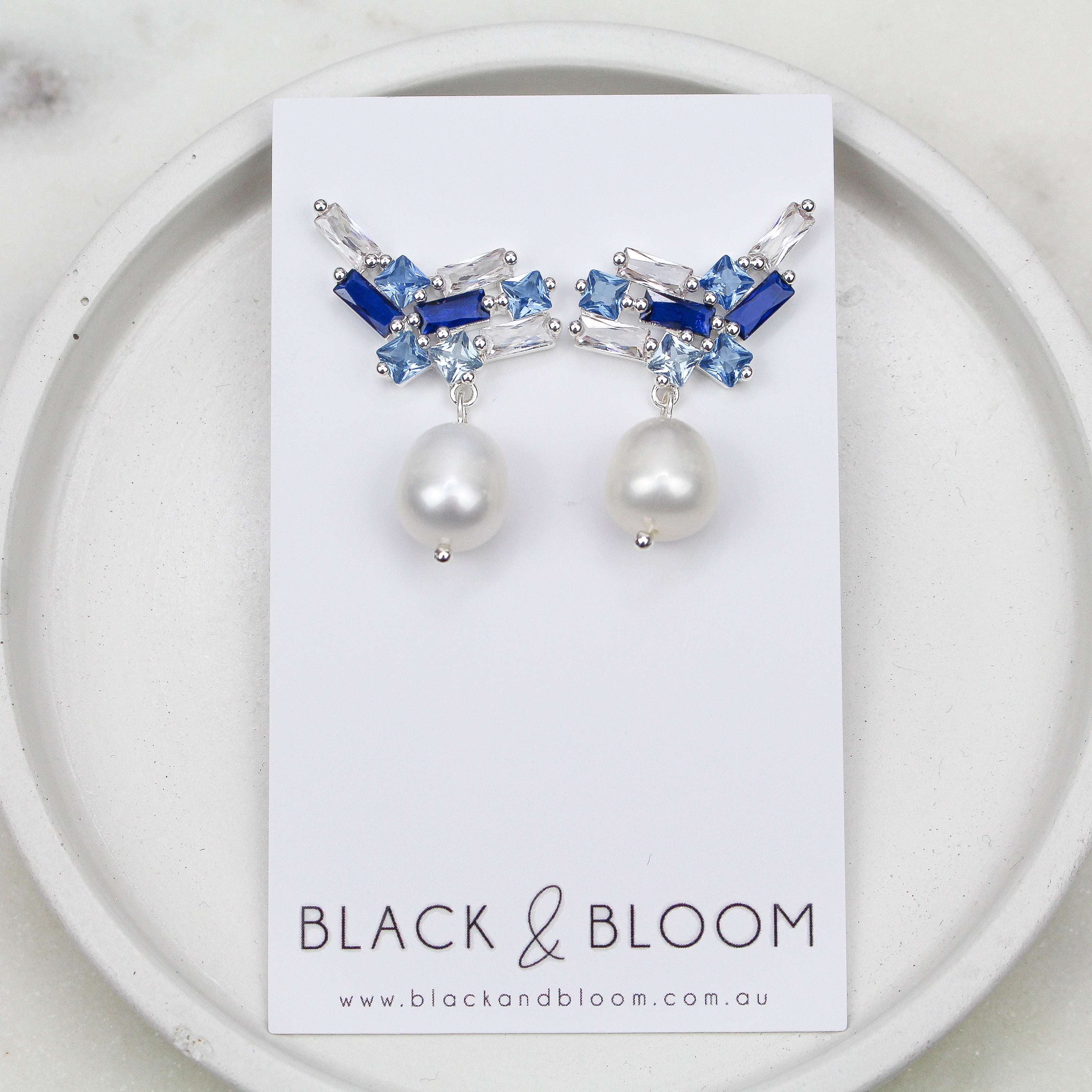 TIA EARRINGS BLUE - Black & Bloom