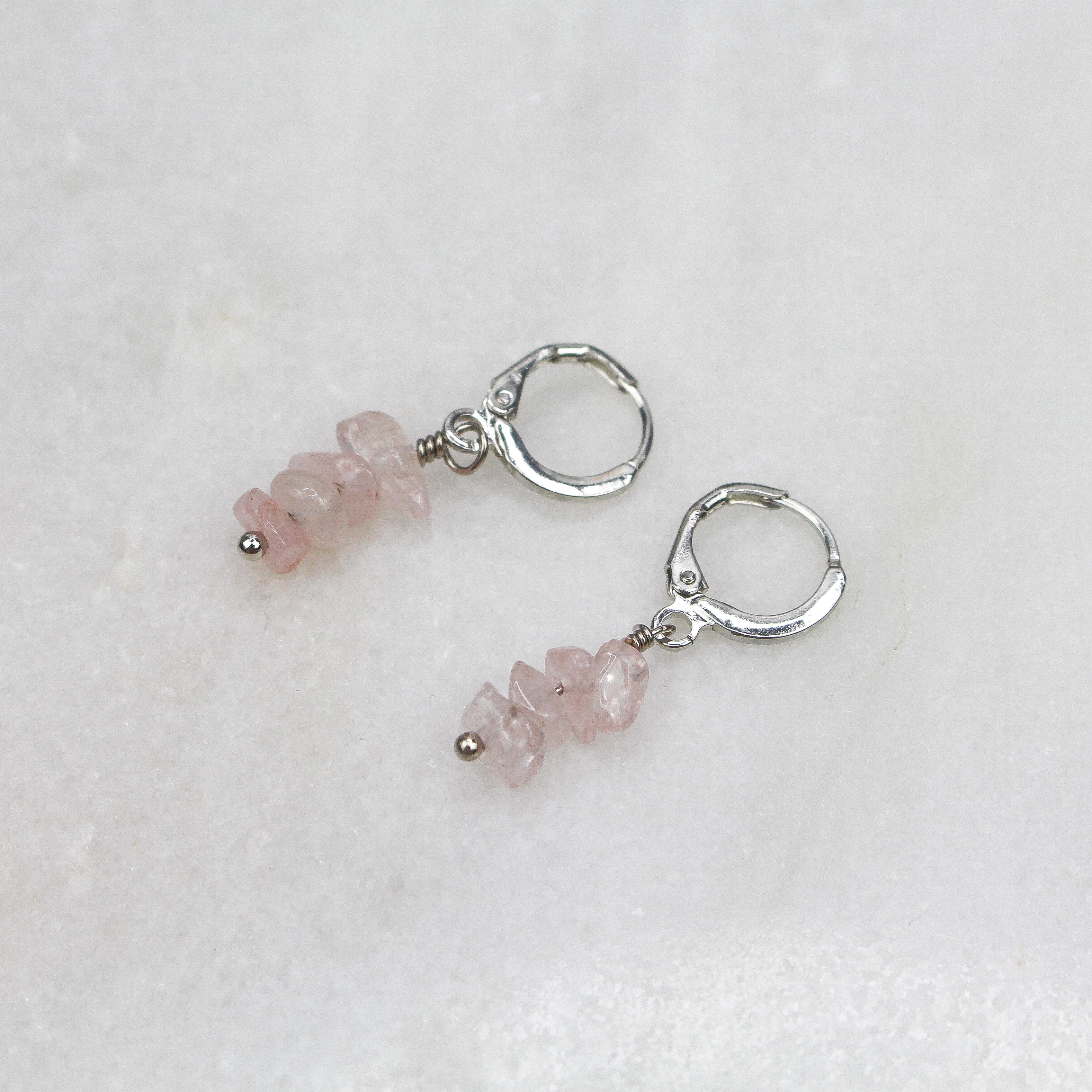 RAYA EARRINGS PINK SILVER - Black & Bloom