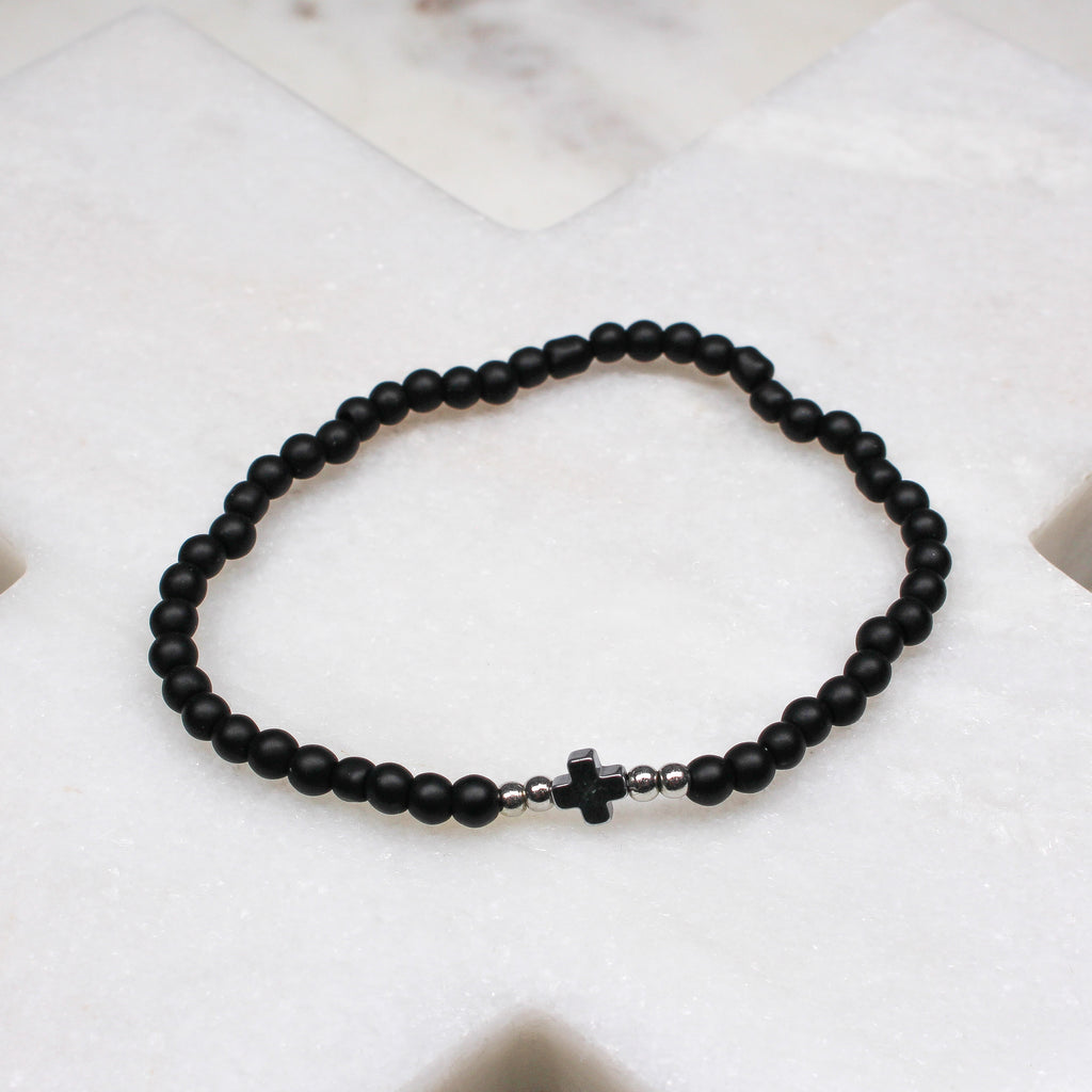 OLLIE CROSS BRACELET - Black & Bloom