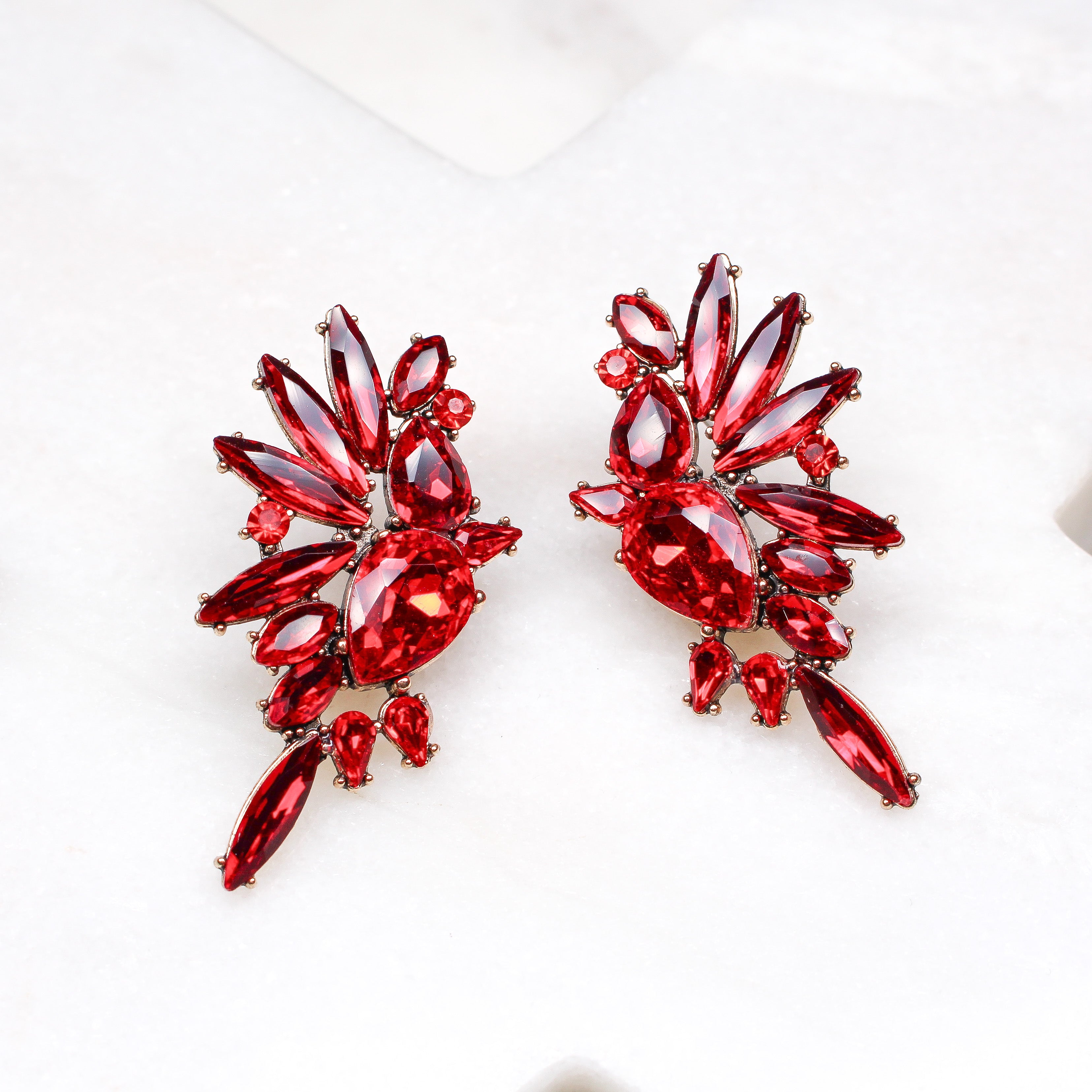 Gold Finish Red Crystal Stone Stud Earrings Design by Ritu Singh at  Pernia's Pop Up Shop 2024