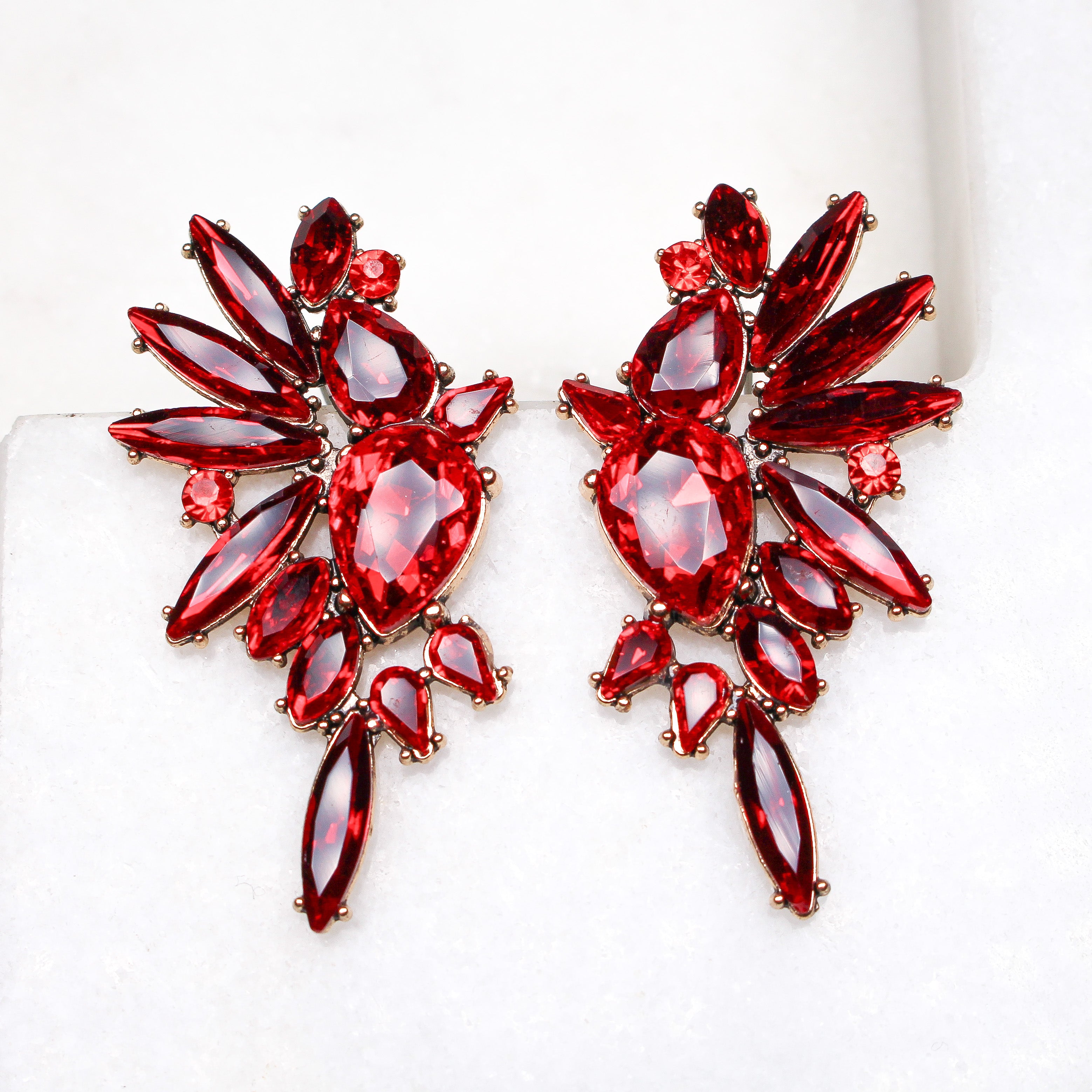 VINTAGE RED CRYSTAL EARRINGS • DESIGNER JEWELRY • KAREN CURTIS NYC