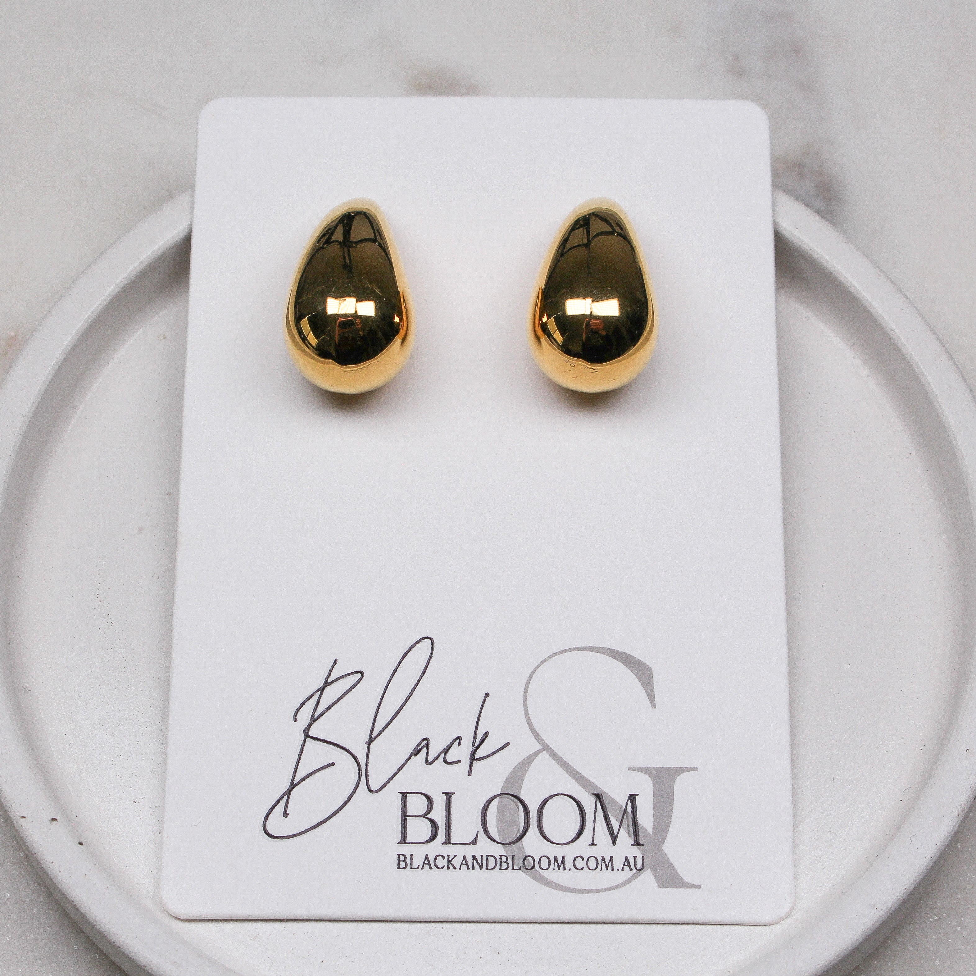 AVA EARRINGS GOLD - Black & Bloom