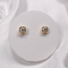 ROUND BEZEL MOISSANITE EARRINGS GOLD - Black & Bloom