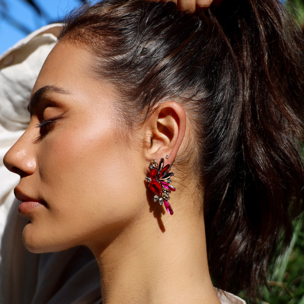 RAMONA EARRINGS RED/PINK - Black & Bloom