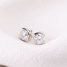 ROUND BEZEL MOISSANITE EARRINGS SILVER - Black & Bloom