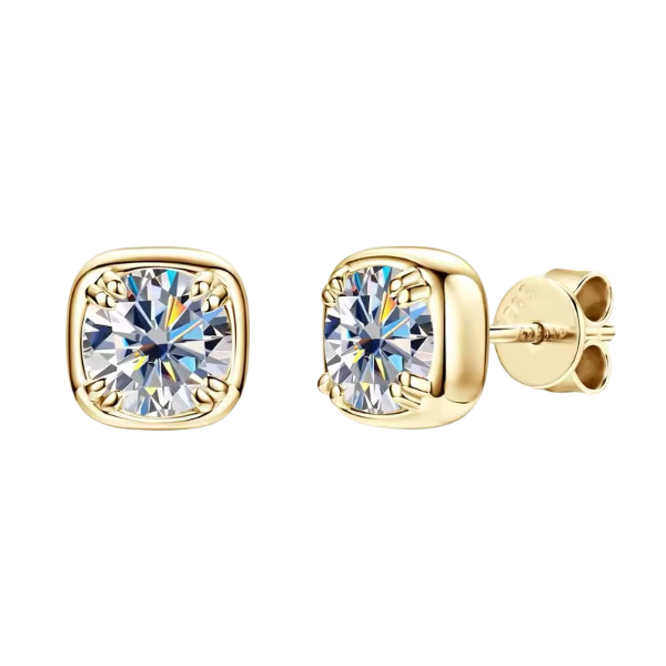 ROUND BEZEL MOISSANITE EARRINGS GOLD - Black & Bloom