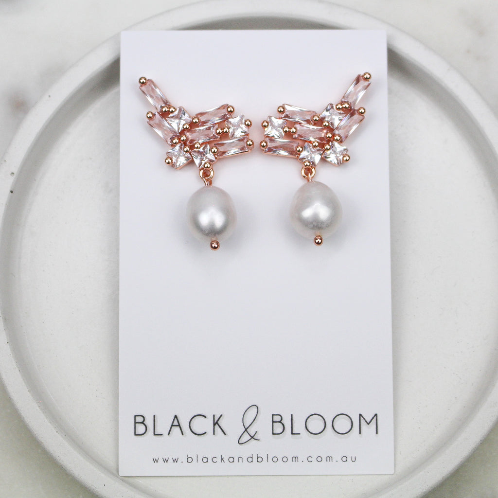 TIA EARRINGS ROSE GOLD - Black & Bloom